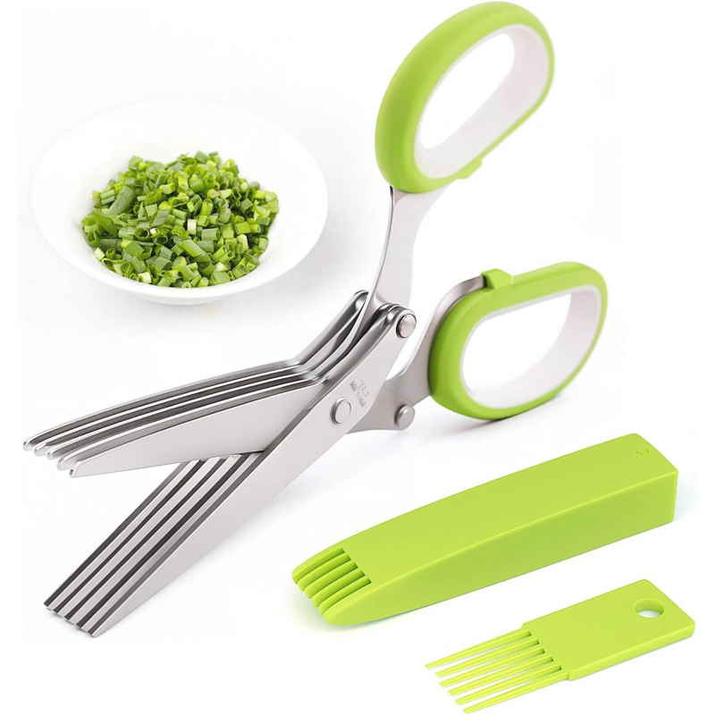Herb Scissors 5 Blade - Herb Scissors Kitchen Shears with 5