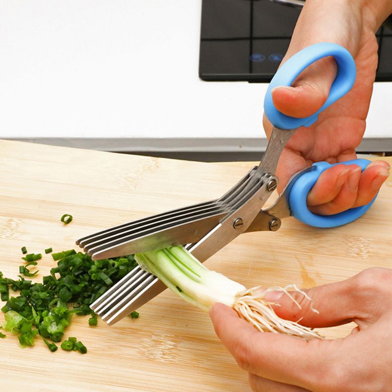 Herb Scissors 5 Blade - Multifunctional Steel 5 Layers Blade Herb