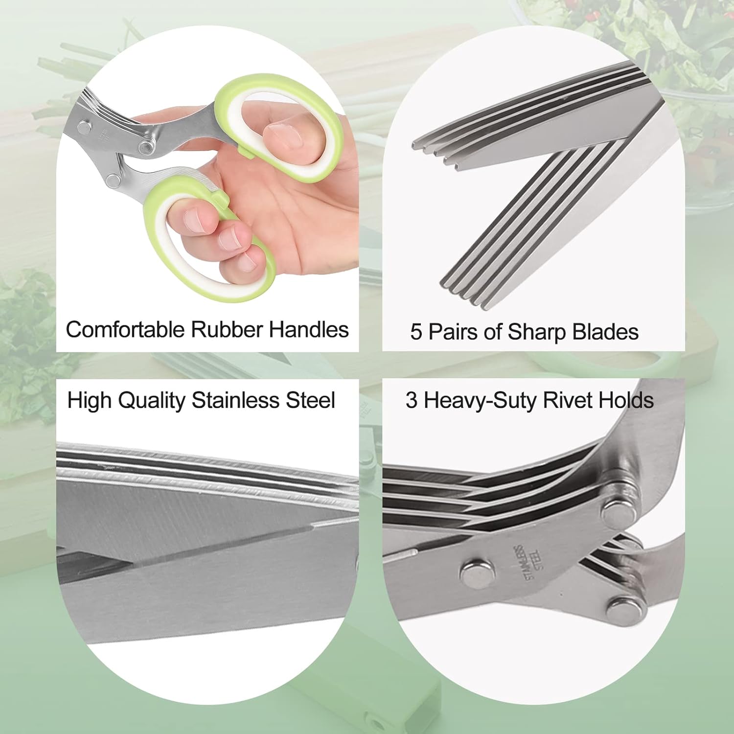5-Blade Herb Scissors with Saf – обзор и цена Herb Scissors 5 Blade