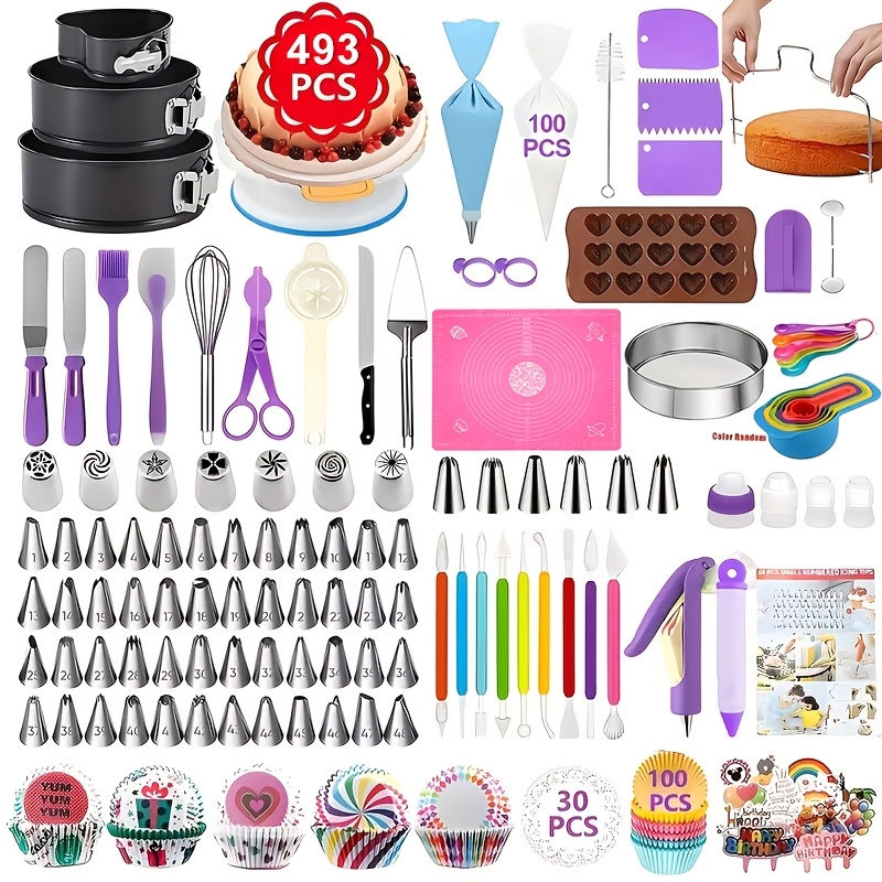 493pcs Cake Decoration Toolkit – обзор и цена Cake Decorating Turntable